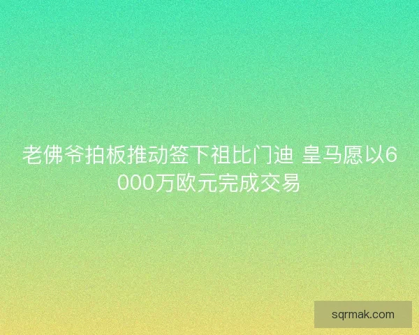 老佛爷拍板推动签下祖比门迪 皇马愿以6000万欧元完成交易